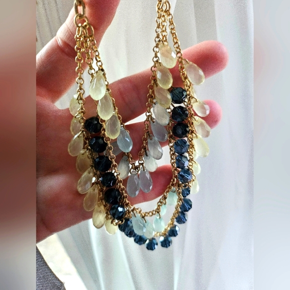 New Lia Sophia Refresh Necklace, Glass & Resin Beads, Gold, Blue, NWOB - Picture 3 of 12